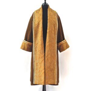 Walter Ma 1990's Wool Swing Coat With Embellished Front & Cuffs - Hong Kong